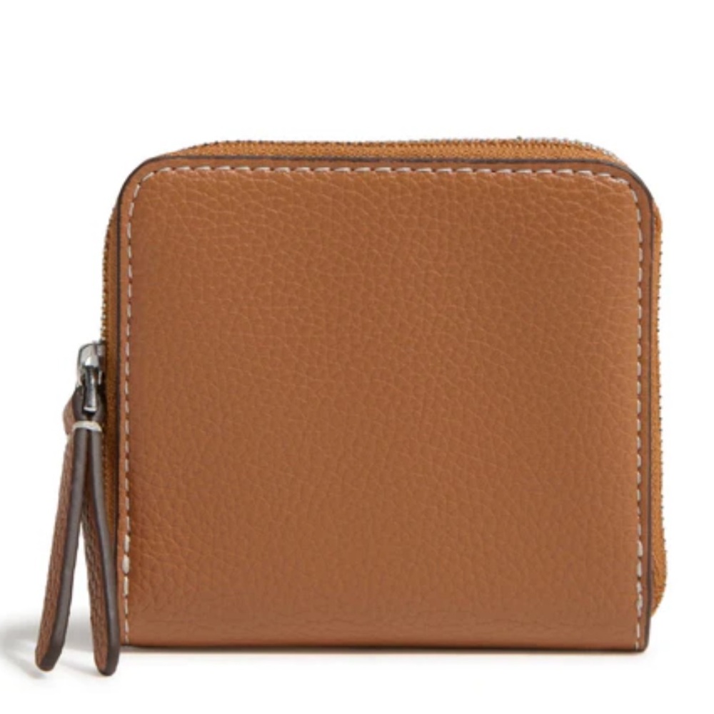 NWT Vera Bradley Roasted Pecan Small Essential Zip-Around Faux Leather Wallet.